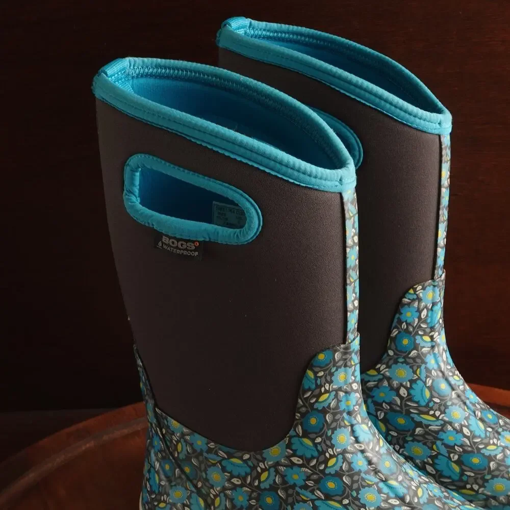 Bogs Boots Girls Size 5 Blue Sweet Pea Classic Owl Waterproof Chore Outdoor Read